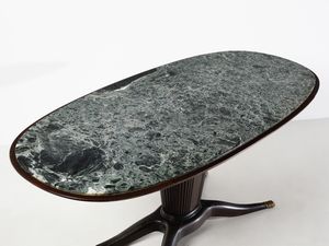 BUFFA PAOLO (1903 - 1970) : nello stile di. Tavolo con piano ovale, gamba centrale e piedini a zampa di felino  - Asta DESIGN E ARTI DECORATIVE DEL NOVECENTO - Associazione Nazionale - Case d'Asta italiane