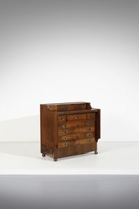 PARISI ICO (1916 - 1996) - nello stile di. Cassettiera con scrittoio a ribalta su rotelle