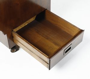 PARISI ICO (1916 - 1996) : nello stile di. Cassettiera con scrittoio a ribalta su rotelle  - Asta DESIGN E ARTI DECORATIVE DEL NOVECENTO - Associazione Nazionale - Case d'Asta italiane