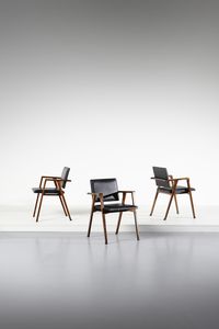 ALBINI FRANCO (1905 - 1977) - Tre sedie con braccioli mod. Luisa per Poggi, Pavia