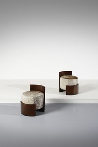 PALANTI GIANCARLO (1906 - 1977) - attribuito. Coppia di sgabelli razionalisti