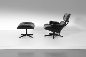 EAMES CHARLES (1907-1978) & RAY (1912-1988) : Poltrona con poggiapiedi mod. 670 e 671 per Herman Miller  - Asta DESIGN E ARTI DECORATIVE DEL NOVECENTO - Associazione Nazionale - Case d'Asta italiane
