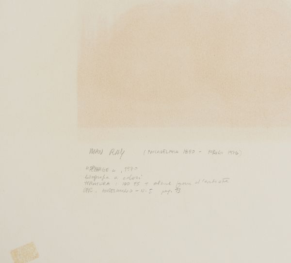 MAN RAY  (1890 - 1976) : Pechage.  - Asta Asta 431 | GRAFICA MODERNA, FOTOGRAFIA E MULTIPLI D'AUTORE Online - Associazione Nazionale - Case d'Asta italiane