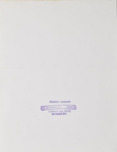 VACCARI FRANCO (n. 1936) : Viaggio sul Reno.  - Asta Asta 431 | GRAFICA MODERNA, FOTOGRAFIA E MULTIPLI D'AUTORE Online - Associazione Nazionale - Case d'Asta italiane