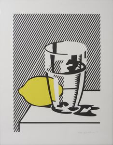 LICHTENSTEIN ROY (1923 - 1997) : Senza titolo (Natura morta con limone e bicchiere). Da For Meyer Schapiro.  - Asta Asta 431 | GRAFICA MODERNA, FOTOGRAFIA E MULTIPLI D'AUTORE Online - Associazione Nazionale - Case d'Asta italiane