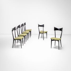 Ico Parisi, Attribuito a : Tavolo con sei sedie.  - Asta Fine Design - Associazione Nazionale - Case d'Asta italiane