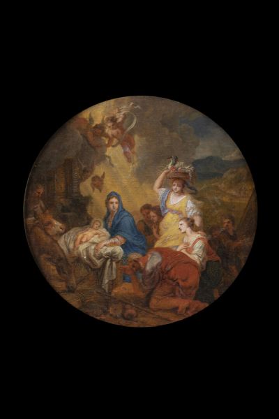 HOET GERARD Zaltbommel 1648-L'Aia 1733 : Adorazione del Magi  - Asta Dipinti e Sculture - Associazione Nazionale - Case d'Asta italiane