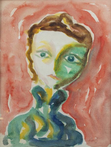 VIRGILIO GUIDI Roma 1891 - 1984 Venezia : Testina  anni 970  - Asta Dipinti e Sculture - Associazione Nazionale - Case d'Asta italiane