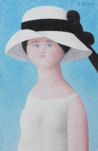 ANTONIO BUENO Berlino (Germania) 1918 - 1984 Firenze : La signora Luisa 1983  - Asta Dipinti e Sculture - Associazione Nazionale - Case d'Asta italiane