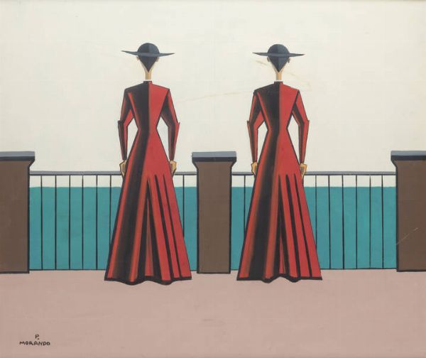 PIETRO MORANDO Alessandria 1892 - 1980 : Due pretini di schiena  - Asta Dipinti e Sculture - Associazione Nazionale - Case d'Asta italiane