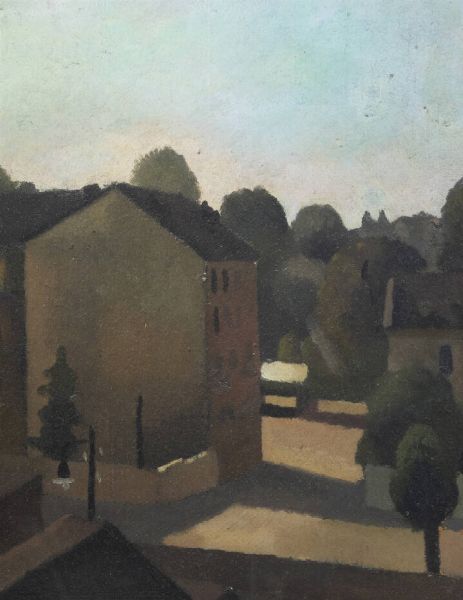 SILVIO AVONDO Vercelli 1911 - 1994 Germania : Paesaggio con casa  - Asta Dipinti e Sculture - Associazione Nazionale - Case d'Asta italiane