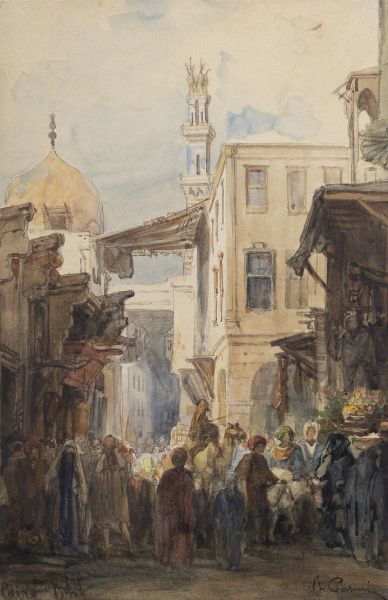ALBERTO PASINI Busseto (PR) 1826 - 1899 Torino : Il Cairo  - Asta Dipinti e Sculture - Associazione Nazionale - Case d'Asta italiane