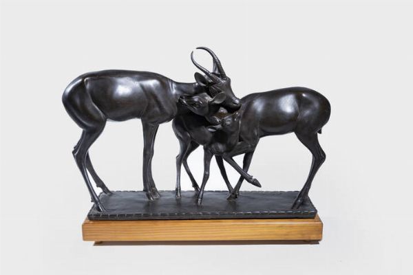 SIRIO TOFANARI Firenze 1886  1969 Milano : Famiglia di impala  - Asta Dipinti e Sculture - Associazione Nazionale - Case d'Asta italiane