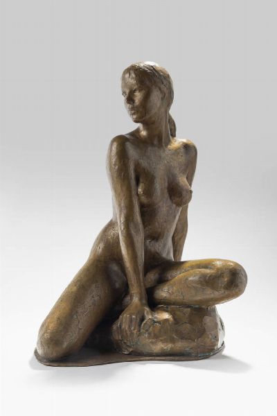 SERGIO UNIA Roccaforte di Mondov (CN) 1943 : Modella in posa  - Asta Dipinti e Sculture - Associazione Nazionale - Case d'Asta italiane