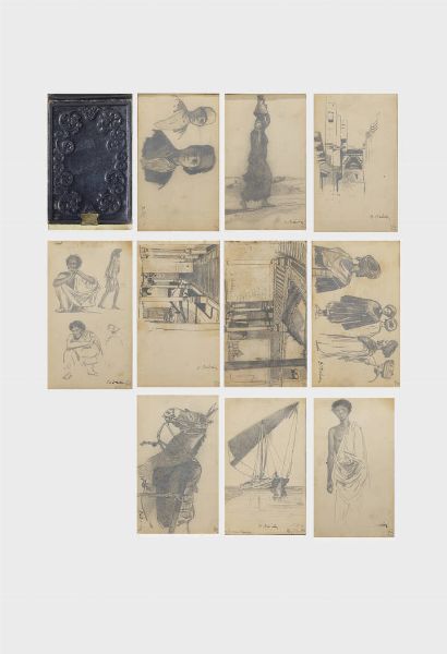 ALBERTO PASINI Busseto (PR) 1826 - 1899 Torino : Taccuino di viaggio in Egitto 1855  - Asta Dipinti e Sculture - Associazione Nazionale - Case d'Asta italiane