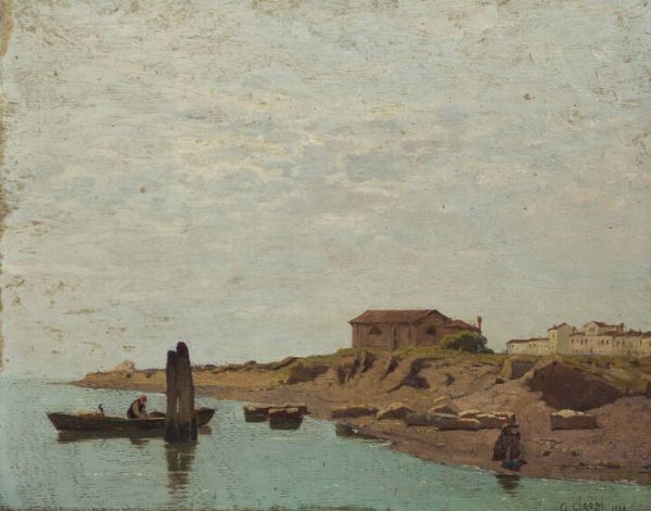 GUGLIELMO CIARDI Venezia 1842 - 1917 : Pace sulla laguna 1882  - Asta Dipinti e Sculture - Associazione Nazionale - Case d'Asta italiane