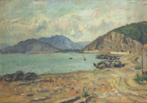 CESARE MAGGI Roma 1881 - 1961 Torino : Insenatura  - Asta Dipinti e Sculture - Associazione Nazionale - Case d'Asta italiane