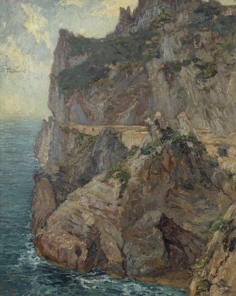 FRANCESCO MENNYEY Torino 1889 - 1950 : Liguria presso Noli  - Asta Dipinti e Sculture - Associazione Nazionale - Case d'Asta italiane