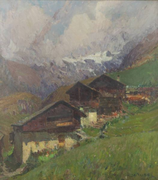 ALESSANDRO LUPO Torino 1876 - 1953 : Baite in alta montagna  - Asta Dipinti e Sculture - Associazione Nazionale - Case d'Asta italiane