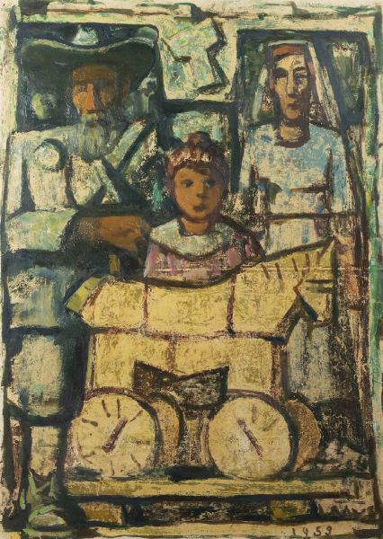 ITALO MUS Chatillon (AO) 1892 - 1967 St.Vincent (AO) : La famiglia della guida 1952  - Asta Dipinti e Sculture - Associazione Nazionale - Case d'Asta italiane