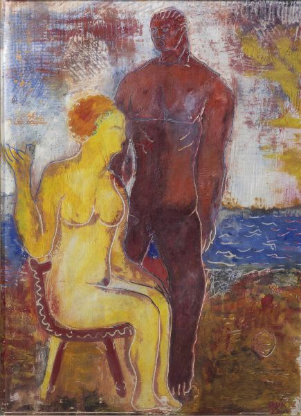 ALIGI SASSU Milano 1912 - 2000 : Adamo ed Eva primavera 1929  - Asta Dipinti e Sculture - Associazione Nazionale - Case d'Asta italiane