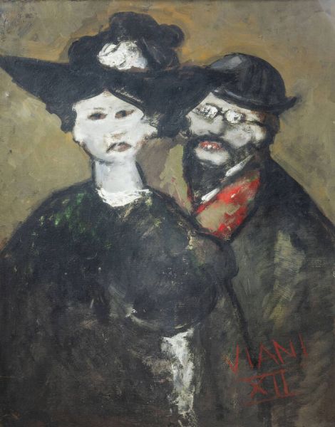 LORENZO VIANI Viareggio (LU) 1882 - 1936 Ostia (RM) : Due figure 1934  - Asta Dipinti e Sculture - Associazione Nazionale - Case d'Asta italiane