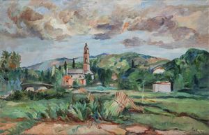 ENRICO PAULUCCI Genova 1901 - 1999 Torino - Paesaggio1930/1940 circa