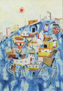 ENRICO PAULUCCI Genova 1901 - 1999 Torino - Barche al porto