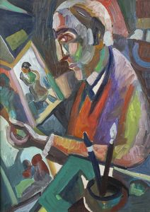 CARLO LORO Lonigo (VI) 1915 - 2002 Torino - Pittore nello studio 1970