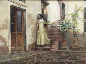 GIUSEPPE GIANI Cerano d'Intelvi (CO) 1829 - 1885 - Suora sulle scale