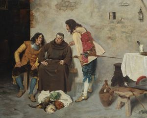 SEGONI ALCIDE Firenze 1847 - 1894 - Frate in discussione con spadaccini