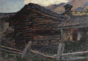 ANDREA TAVERNIER Torino 1858 - 1932 Grottaferrata (RM) - Baite in montagna