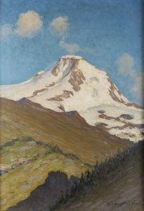 GIULIO SOMMATI DI MOMBELLO Chieri (TO) 1858 - 1944 - Paesaggio montano con vetta innevata 1929