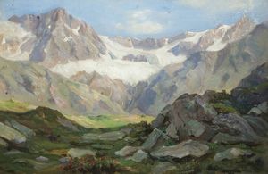 LEONARDO RODA Racconigi (CN) 1868 - 1933 - Veduta montana