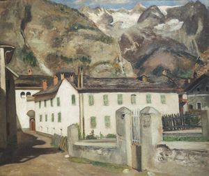 CESARE MAGGI Roma 1881 - 1961 Torino - Hotel Mont Blanc  Larzey. Courmayeur