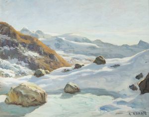 ANGELO ABRATE Torino 1900 - 1985 Sallanches (Alta Savoia) - Montagne innevate