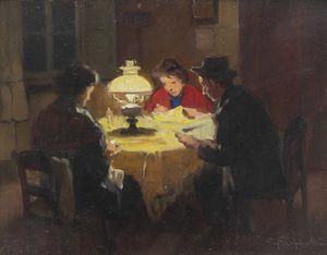 CAFIERO FILIPPELLI Livorno 1889 - 1973 - Scena d'interno