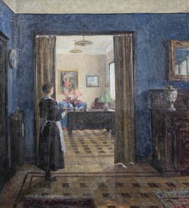 GIUSEPPE MANZONE Asti (AT) 1887 - 1983 - Figura in un interno 1937