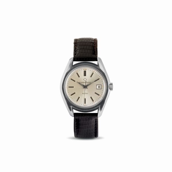 ETERNA : Kontiki impermeabile cassa in acciaio con fondello a vite, quadrante argent� con indici applicati e indicazione della data  - Asta Orologi da Polso - Associazione Nazionale - Case d'Asta italiane