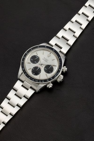 ROLEX : Raro Cosmograph Daytona ref 6263 in acciaio tasti a vite, carica manuale, ghiera tachimetrica in bachelite, quadrante argent�, contatori neri e bracciale Oyster  - Asta Orologi da Polso - Associazione Nazionale - Case d'Asta italiane