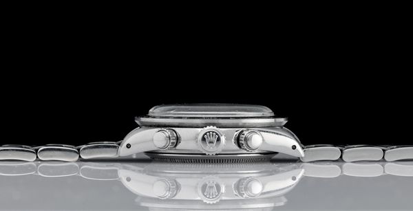 ROLEX : Raro Cosmograph Daytona ref 6263 in acciaio tasti a vite, carica manuale, ghiera tachimetrica in bachelite, quadrante argent�, contatori neri e bracciale Oyster  - Asta Orologi da Polso - Associazione Nazionale - Case d'Asta italiane