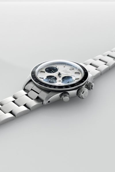 ROLEX : Raro Cosmograph Daytona ref 6263 in acciaio tasti a vite, carica manuale, ghiera tachimetrica in bachelite, quadrante argent�, contatori neri e bracciale Oyster  - Asta Orologi da Polso - Associazione Nazionale - Case d'Asta italiane