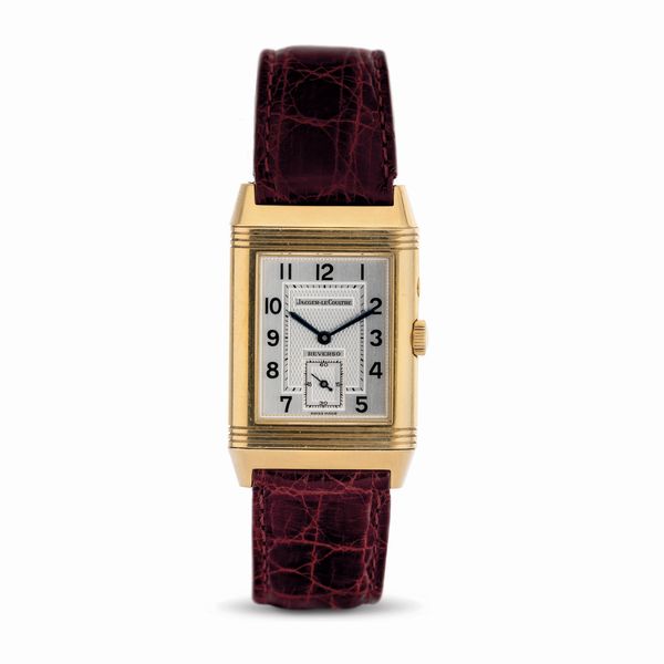 Jaeger-LeCoultre : Pregiato orologio da polso Reverso in oro giallo a forma rettangolare con doppio quadrante reversibile, piccoli secondi, indicazione del giorno e della notte  - Asta Orologi da Polso - Associazione Nazionale - Case d'Asta italiane