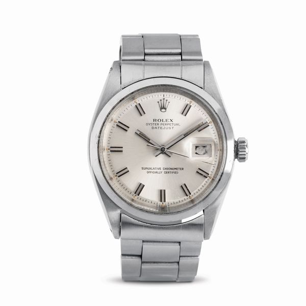 ROLEX : Semplice ed elegante Datejustref 1600 in acciaio, quadrante argent� Wide Boy movimento automatico e datario con bracciale Oyster  - Asta Orologi da Polso - Associazione Nazionale - Case d'Asta italiane