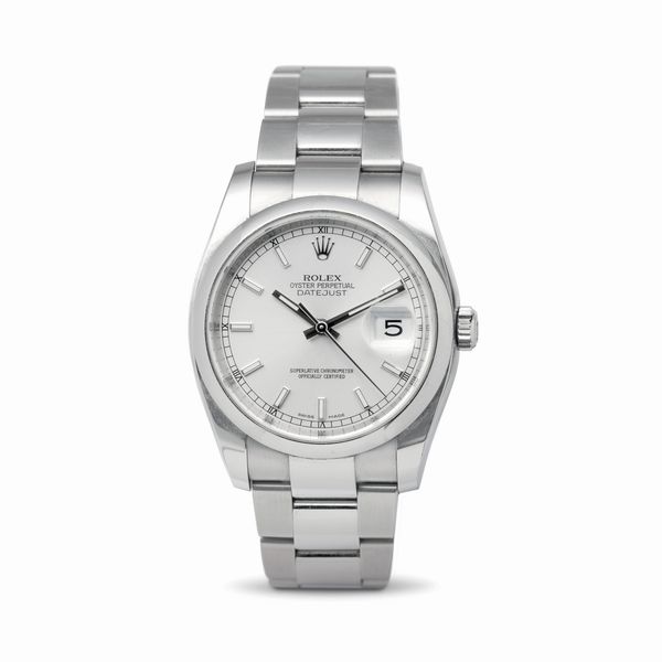 ROLEX : Oyster Perpetual Datejust ref 116200 in acciaio, ghiera liscia bracciale Oyster con quadrante Argent� inidici luminosi accompagnato da certificato di garanzia originale  - Asta Orologi da Polso - Associazione Nazionale - Case d'Asta italiane