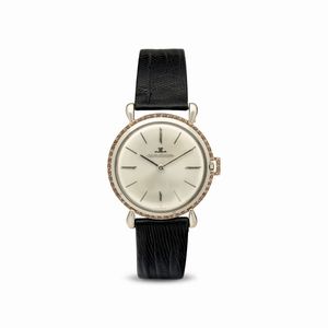 Jaeger-LeCoultre - Orologio da polso in oro bianco e rosa con piccoli brillanti , anse a goccia, quadrante argent� con indici applicati extrapiatto