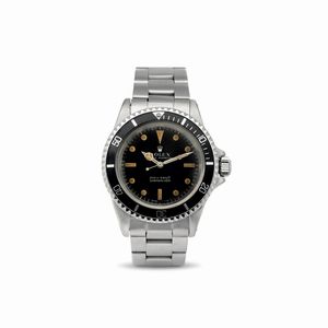 ROLEX - Submariner 5513 in acciaio con quadrante nero pallettoni Meter First, movimento automatico, ghiera girevole e bracciale Oyster
