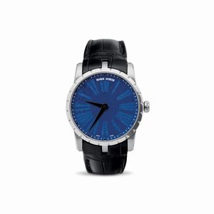 ROGER DUBUIS - Excalibur neovintage indipendente, edizione limitata in oro bianco 18k, quadrante in Lapislazzuli con numeri Romani, movimento automatico a vista con microrotore