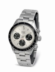 ROLEX : Raro Cosmograph Daytona ref 6263 in acciaio tasti a vite, carica manuale, ghiera tachimetrica in bachelite, quadrante argent�, contatori neri e bracciale Oyster  - Asta Orologi da Polso - Associazione Nazionale - Case d'Asta italiane