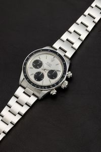 ROLEX : Raro Cosmograph Daytona ref 6263 in acciaio tasti a vite, carica manuale, ghiera tachimetrica in bachelite, quadrante argent�, contatori neri e bracciale Oyster  - Asta Orologi da Polso - Associazione Nazionale - Case d'Asta italiane